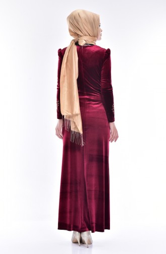 Claret Red Hijab Dress 7010-06