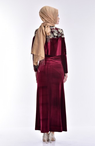 Claret Red Hijab Dress 7011-05