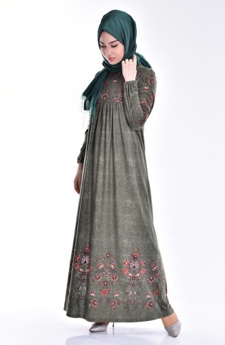 Khaki Hijab Dress 4153-01
