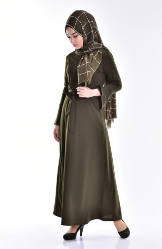 Dress with Belt 4500-02 Khaki 4500-02