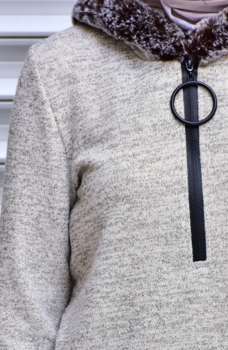 Knitwear Sweater with Zipper 14731-02 Beige 14731-02