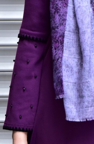 Bead Detailed Knitwear Sweater 15125-03 Purple 15125-03