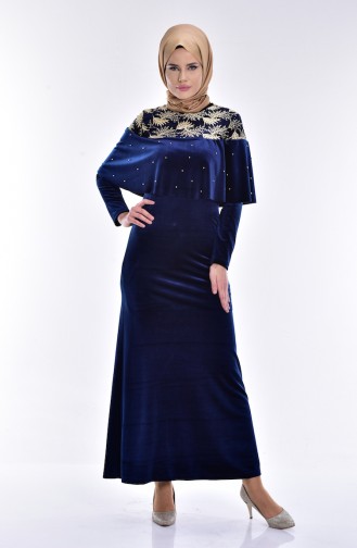 Petrol Hijab Dress 7011-02
