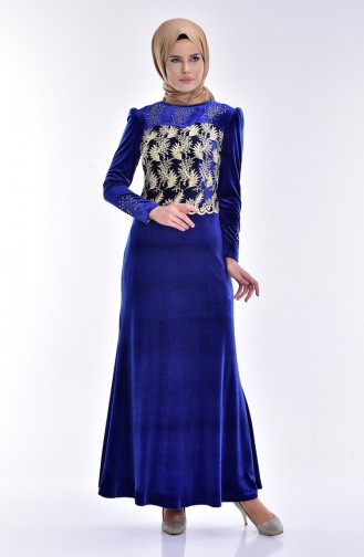 Saxe Hijab Dress 7010-03