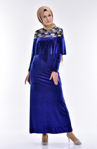 Saxe Hijab Dress 7011-01