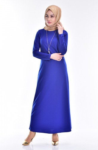 Saks-Blau Hijab Kleider 3249-03