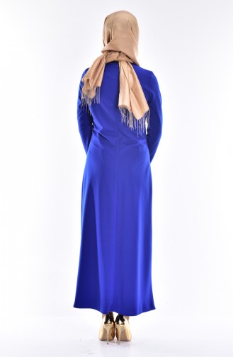 Saks-Blau Hijab Kleider 3249-03