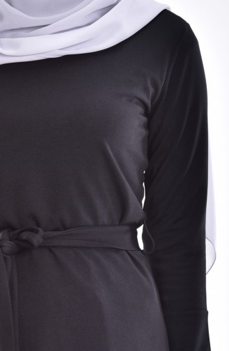 Kuşaklı Elbise 4500-04 Siyah