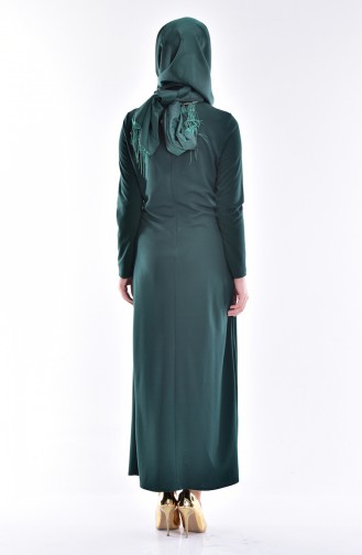 Kolye Detaylı Elbise 3249-01 Yeşil