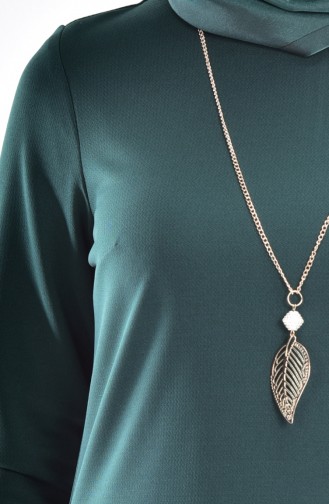 Kolye Detaylı Elbise 3249-01 Yeşil