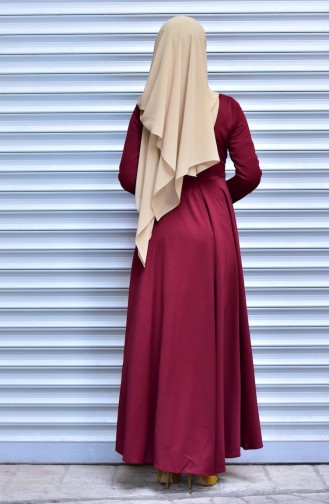 Claret Red Hijab Dress 4191-02