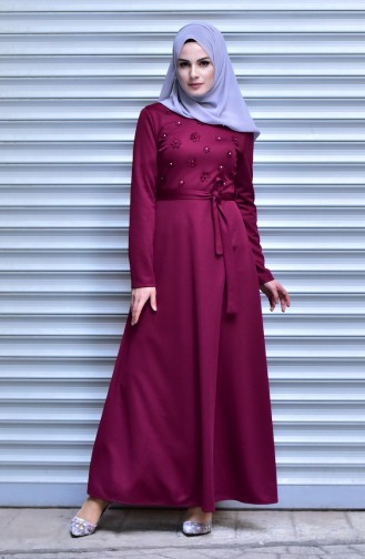Fuchsia Hijab Dress 8090-03