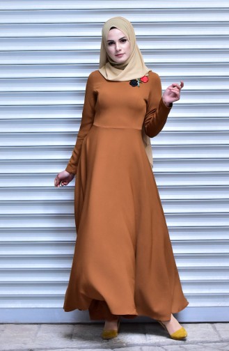 Brick Red Hijab Dress 4191-03
