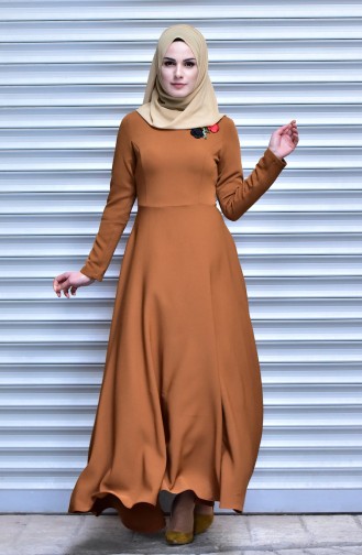 Brick Red Hijab Dress 4191-03