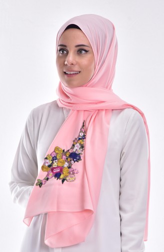Decorated Shawl 2128-01 Pink Dust 2128-01