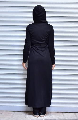 Hooded Abaya with Zipper 1915-02 Black 1915-02