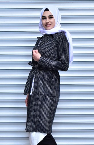 Coat with Belt and Pockets 6000-01 Black 6000-01