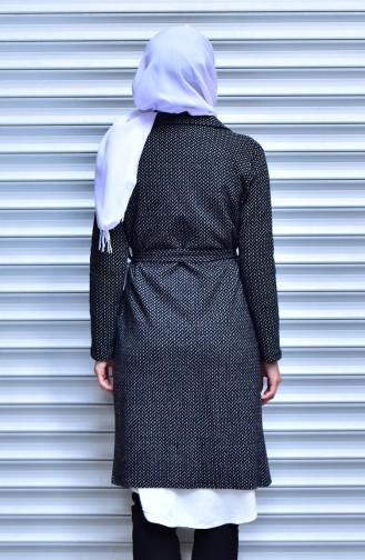 Coat with Belt and Pockets 6000-01 Black 6000-01