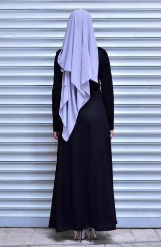 İnci Çakmalı Elbise 8090-01 Siyah