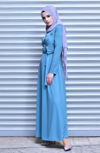Sea Green Hijab Dress 8090-05