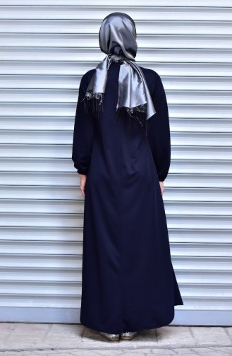 Navy Blue Hijab Dress 0006-04