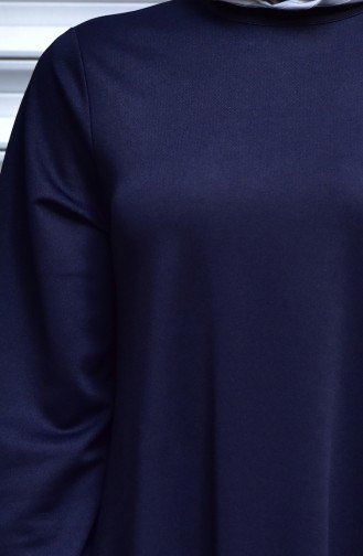 Elastic Sleeve Dress 0006-04 Navy Blue 0006-04