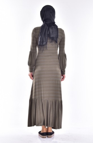 Stripe Decorated Dress 3171-01 Khaki 3171-01