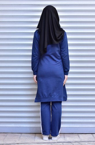 Islamic Sportswear Suit with Print 17052-01 Indigo 17052-01
