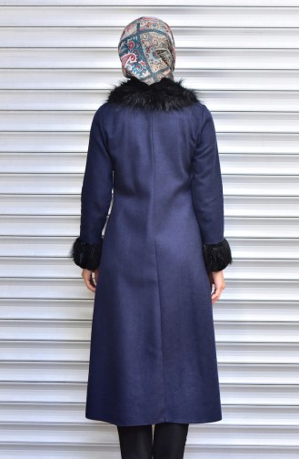 Buttoned Coat 4091-03 Navy Blue 4091-03