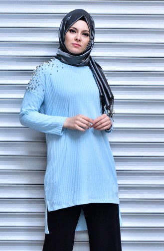 Sweater with Pearls 15561-02 Blue 15561-02