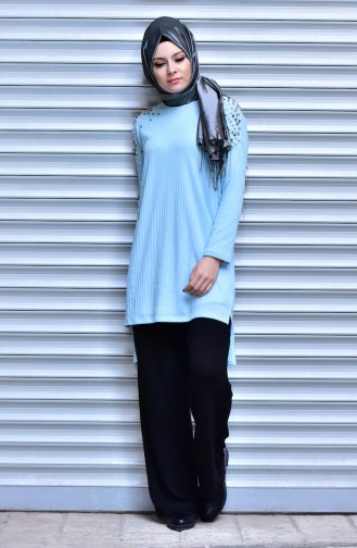 Sweater with Pearls 15561-02 Blue 15561-02