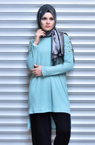Sweater with Pearls 15561-03 Mint Green 15561-03