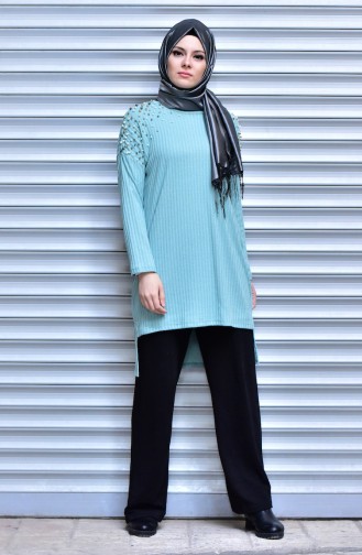 Sweater with Pearls 15561-03 Mint Green 15561-03