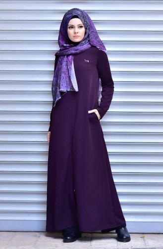Abaya with Zipper 99117-02 Purple 99117-02