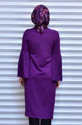 Pleated Sleeve Knitwear Sweater 14625-04 Purple 14625-04