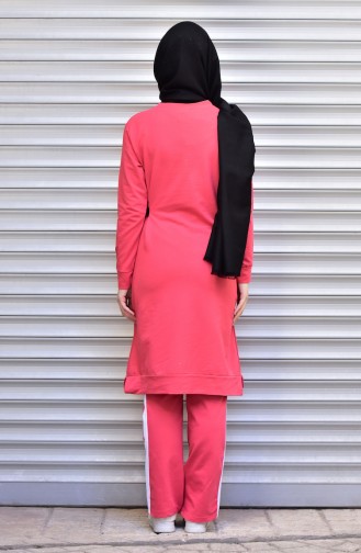 Islamic Sportswear Suit with Print 17052-02 Garnet 17052-02