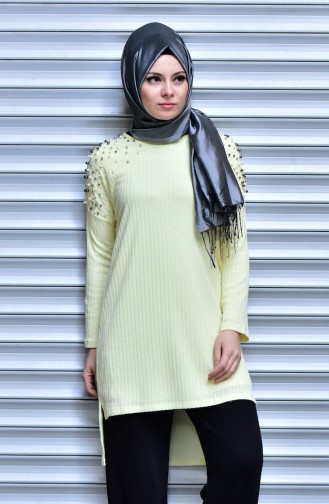 Sweater with Pearls 15561-01 Yellow 15561-01