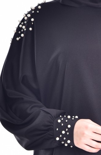 Long Tunic with Pearls 4449-06 Black 4449-06