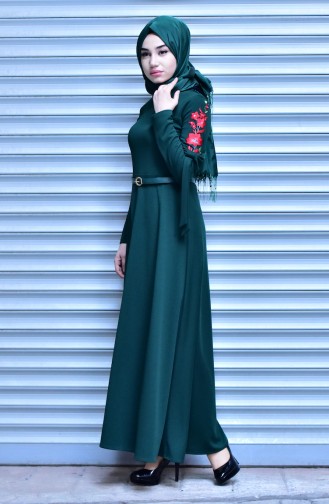 Smaragdgrün Hijab Kleider 5077-01