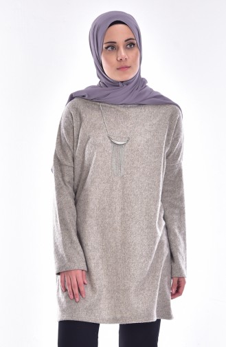 Pull avec Collier 0719-05 Vison Clair 0719-05