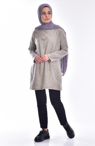 Pull avec Collier 0719-05 Vison Clair 0719-05