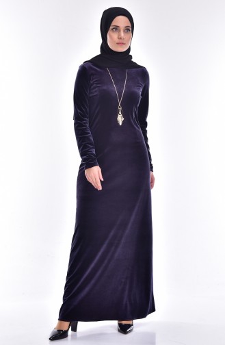 Velvet Dress with Necklace 1635-07 Coal 1635-07