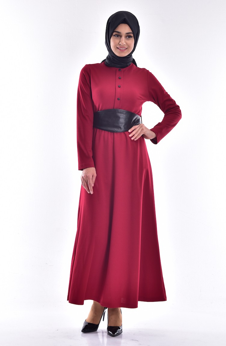 hijap leather dress Cross Belted Leather Dress Black