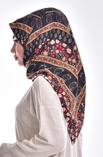 Küçük Şal Desenli Yün Eşarp 1112-07 Siyah