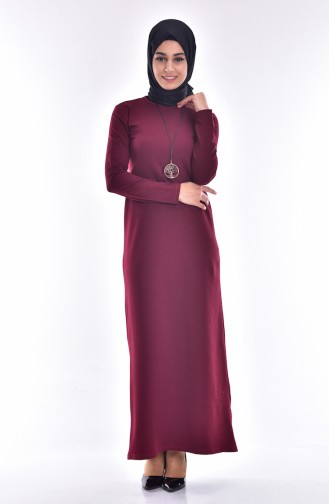 Robe avec Collier 2779-13 Bordeaux Foncé 2779-13