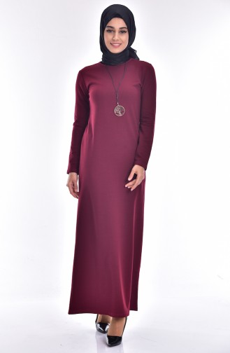 Robe avec Collier 2779-13 Bordeaux Foncé 2779-13