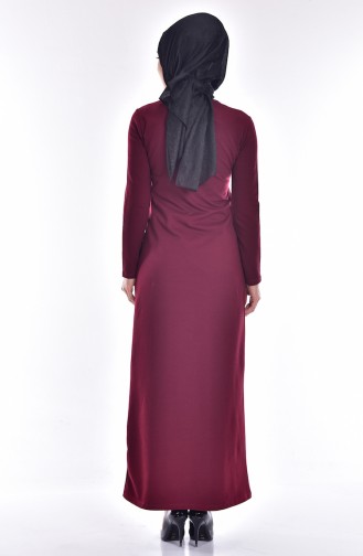 Robe avec Collier 2779-13 Bordeaux Foncé 2779-13