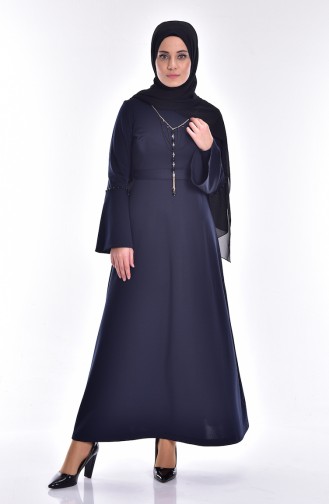 Navy Blue Hijab Dress 2243-02