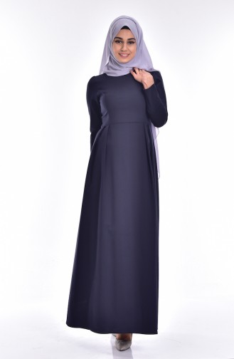Navy Blue Hijab Dress 2027A-01