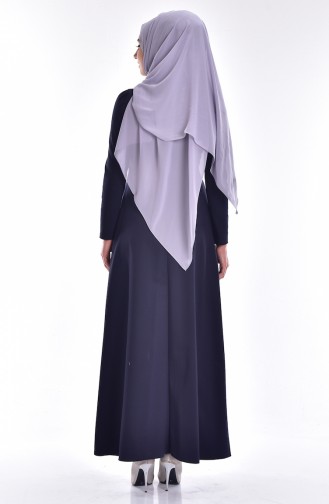 Navy Blue Hijab Dress 2027A-01